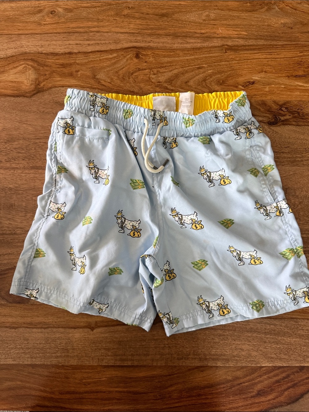 Kids Lacrosse Goat USA Light Blue Swim Trunks with Yellow Accents